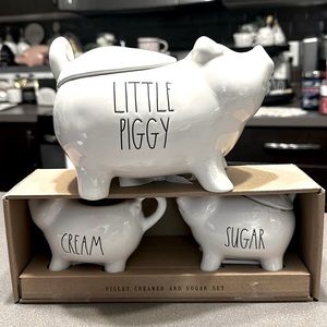 Rae Dunn LITTLE PIGGY canister and  CREAM and SUGAR set. NWT 🇺🇸